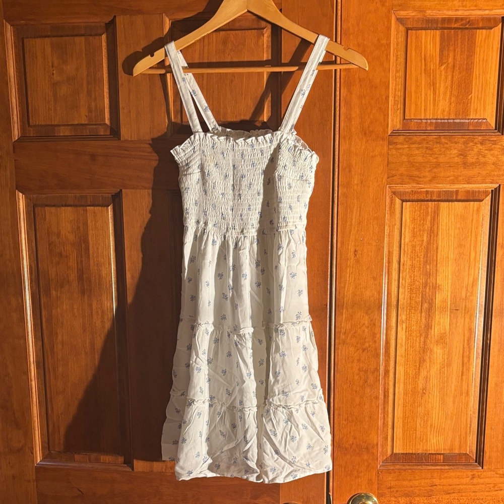 Hollister White and Blue Floral Mini Dress